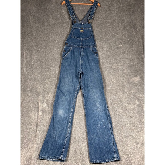 Vintage OshKosh B'Gosh Vestbak Denim Overalls Carpenter Workwear USA Blue 28x32